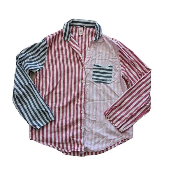 VICTORIA'S SECRET Women's Pajamas Flannel PJ 2-piece Set Small Stripes - Picture 3 of 10